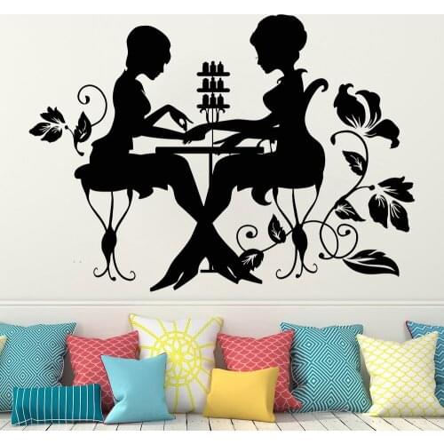 Wall Decals Nail Studio Manicure Beauty Salon Stickers Poster Removable Vinyl Manicure Fashion Woman Murals Decoration DW20388