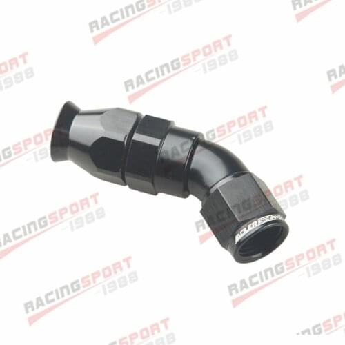 AN6 6AN AN-6 45 DEGREE REUSABLE SWIVEL PTFE HOSE END FITTING FULL FLOW BLACK/SILVER