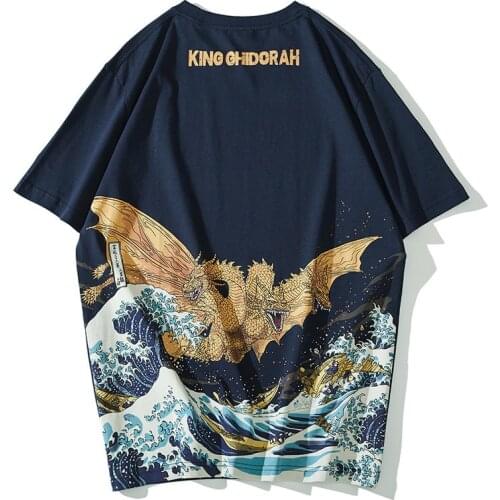 2020 New Arrival Hip Hop Sale T Shirt Tshirt Homme Brand T-shirt Wave Print Short Sleeve Monster O-neck Knitted Cotton Casual