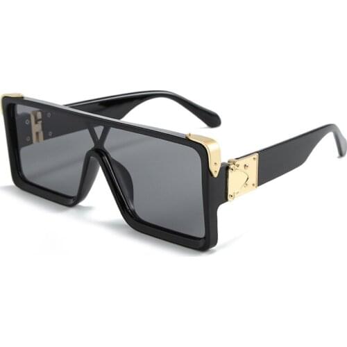New Arrival Brand Designer Men Women Oversized Square Sunglasses Trending Fashion Conjoined Green Blue Glasses Shade