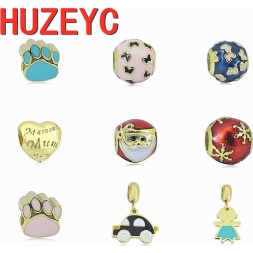 2pcs New Stainless Steel Santa Claus Christmas Heart Girl Clip Charm Bead Fit Original Pandora Bracelet DIY Jewelry For Women