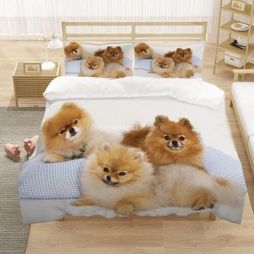 Lovely Hiromi Dog Bedding Set Animal 3D Print Comforter Luxury Duvet Cover Set Home Textile Decor Twin Queen King Single Size