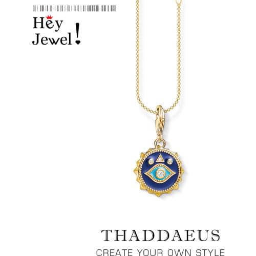 Charm Necklace Blue Nazar Eye,2021 Summer Brand New Vintage Fine Jewelry Europe 925 Sterling Silver Bijoux Gift For Women