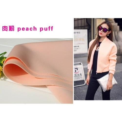 Peach Puff Spandex Fabric Knitted Fabric Interlayer Fabric Skirt Jacket Suits Outfit Baseball Jacket 60" Wide Sold BTY
