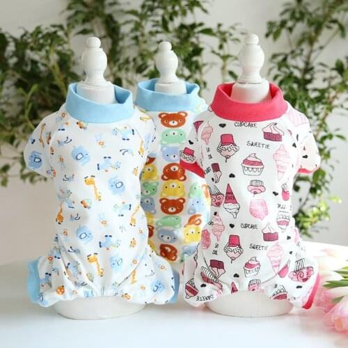Four-legged Pajamas Pet Dog Clothes Jumpsuits Clothing Dogs Super Small Costume Cotton Chihuahua Print Summer White Boy Mascotas