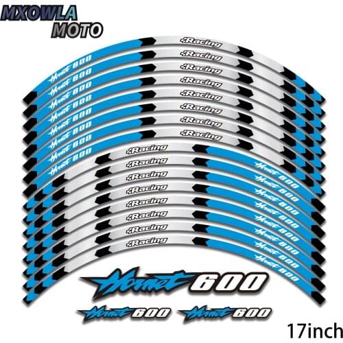 17" Strips Motorcycle Wheel Tire Stickers Car Reflective Rim Tape Motorbike Bicycle Auto Decals Universal for honet600 blue