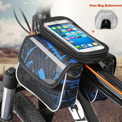 Bicycle bag front beam package on the tube package mountain bike bag saddle bag riding equipment accessories mobile phone bag