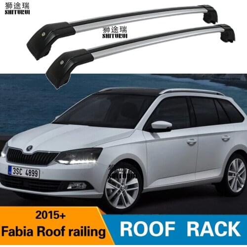 SHITURUI 2Pcs Roof bars For SKODA Fabia Roof railing 2015+ Aluminum Alloy Side Bars Cross Rails Roof Rack Luggage Carrier