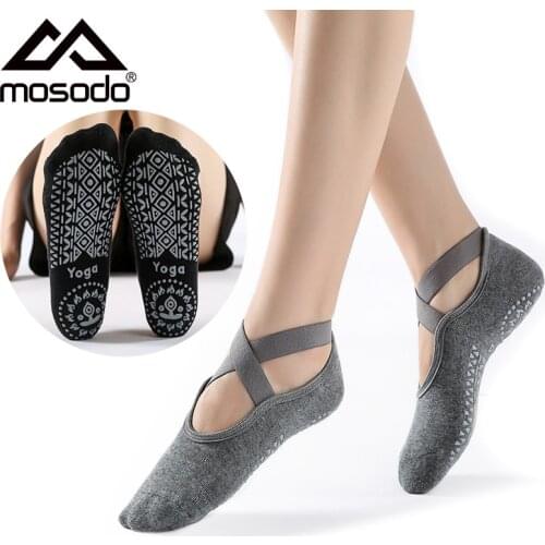 Mosodo Women Yoga Socks Pilates Barre Silicone Grip Socks Anti-slip Fitness Sport Dance Slippers Yoga Accessories