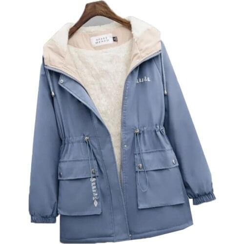 Womens Overcoat Parka New Autumn Winter Ladies Cotton Jacket Plush Thick Warm Coats Loose Hooded Zipper Female Windbreaker