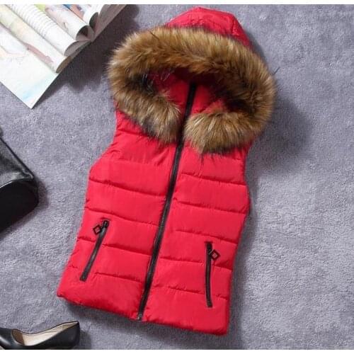 Russian Autumn and winter women down cotton vest womens with a hood fashion vest female waistcoat vests red slim female vests