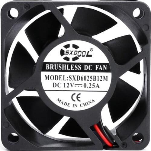 2pcs SXDOOL dc 12V 60mm fan 60X60X25 mm dual Ball Bearing 12V 0.25A pc cpu case cooling fan 6025 cooling cooler fan
