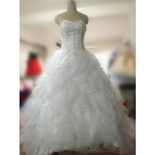 2021 Sweetheart Organza High Quality Bride Gown Latest Real Image Wedding Dresses Vestidos De Novia