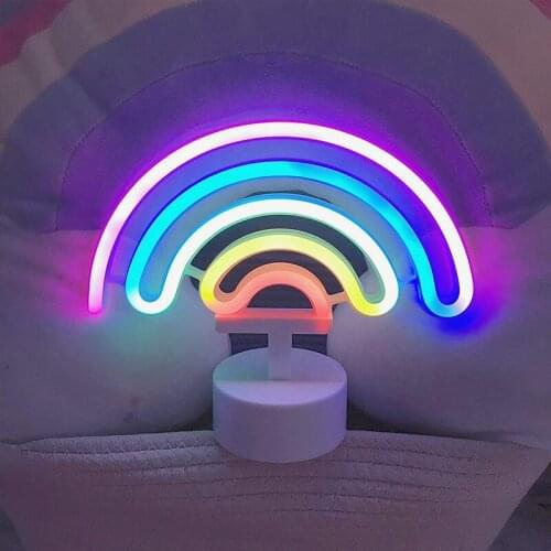 2021 New Cute Rainbow LED Neon Night Light Home Childrens Bedroom Interior Lighting Decoration Light Cute LED Night Light