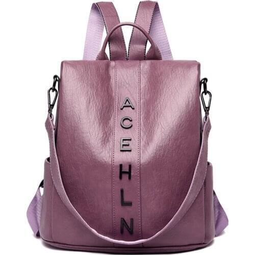 2021 Womens Anti-Theft Backpack Luxury High-Quality Solid Color Large-Capacity Multi-Function Ladies Travel Student School Bags