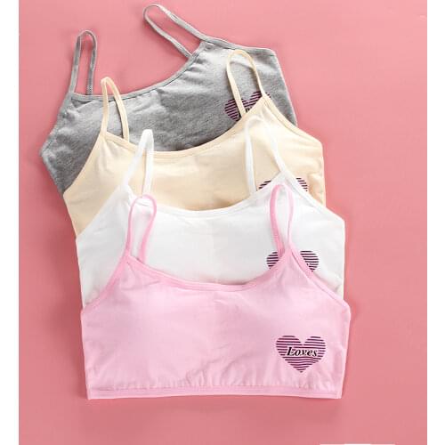 4Pc/lot Kids Bra Girls Underwear Vest Summer Brassiere Children Young Cotton Puberty 8-14Years