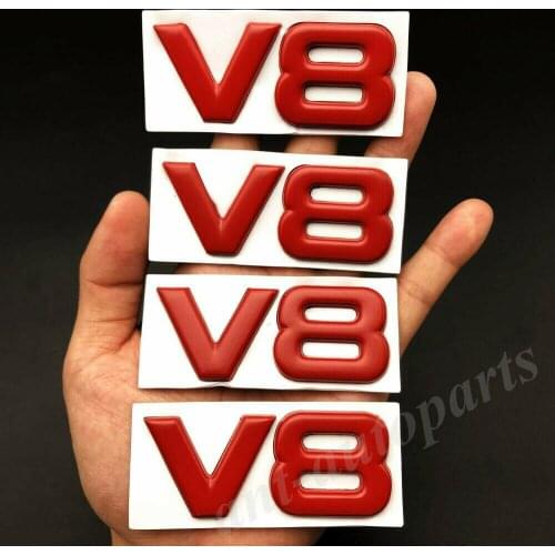 4x Metal Red V8 Vntage Car Auto Trunk Fender Rear Emblem Badge Decals Sticker V6