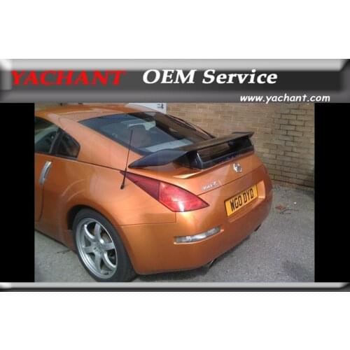 Car-Styling Full FRP Fiber Glass Rear Spoiler with Base Fit For 2002-2008 350Z Z33 NI Version 1 Style Rear Trunk Spoiler Wing