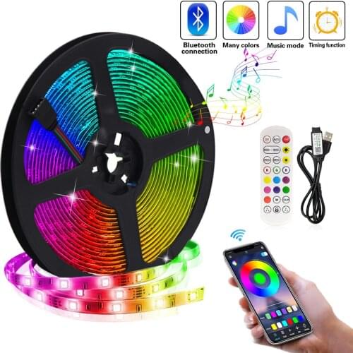 Bluetooth Led Strip Light 5V RGB 5050 Waterproof Led Lights for Room Decoration Timing Music Fita De Led Lamp USB Remote Control