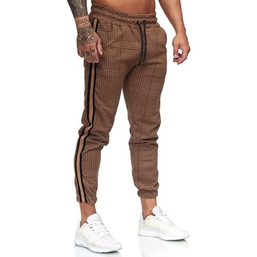 Men Casual Pencil Pants Plaid Slim Degree of tightness Fit Midwaist Trousers Classic Vintage Men Business Formal Trousers