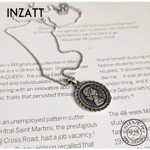INZATT Real 925 Sterling Silver Vintage Choker Pendant Necklace For Fashion Women party Fine Jewelry Minimalist Accessories