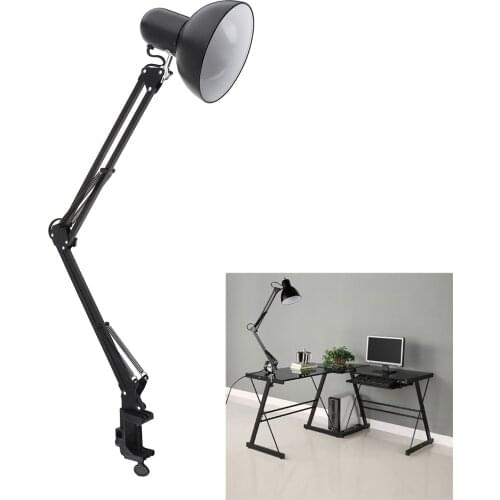Black Flexible Swing Arm Clamp Mount Lamp Office Studio Home Table Desk Light