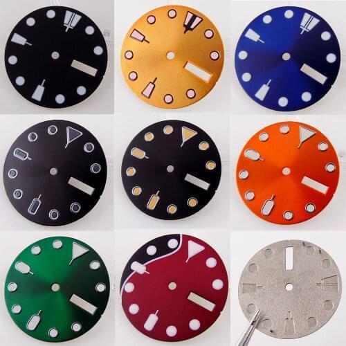 28.5mm Watch Dial Spare Parts Fit For NH36/NH36A Automatic Movement Luminous Day/Date Window Black/Blue/Green/Red Color
