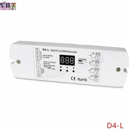 DC5V-24V 4 channel 4CH PWM constant voltage / constant current DMX decoder DMX512 LED Controller for RGB RGBW LED Strip Lights