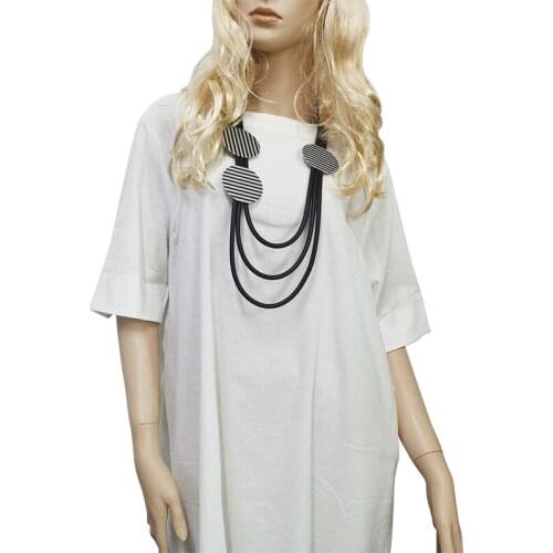 YD&YDBZ Designer Striped Big Round Jewelry Necklace Women Fashion Leather Rubber Rope Choker Necklaces Sweater Chain Decoration