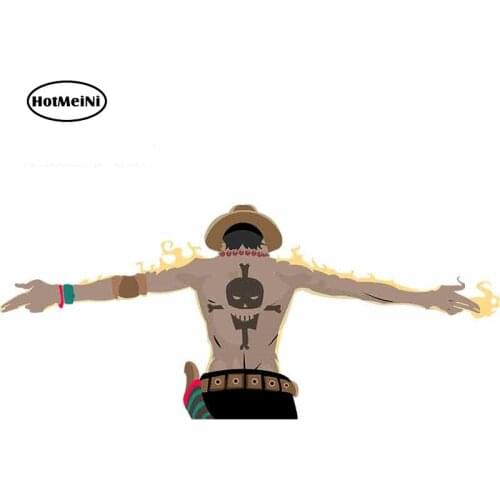 HotMeiNi 13cm x 5.6cm One Piece Ace Car Accessories Sticker JDM Polyethylene Door Protector Sunscreen Waterproof Cartoon