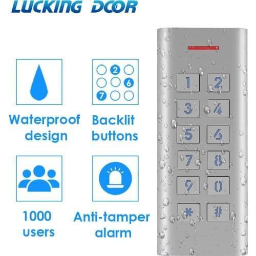 K6 125Khz RFID IP68 Waterproof Standalone Access Control Keypad 2000 users EM Card Metal case Security Entry Door Reader