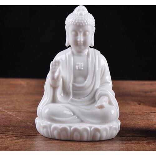 Ceramic Buddha Sculpture/Amitabha sitting on the lotus Shakya Muni Buddha decoration painting Ceramics Buddha statue figurine