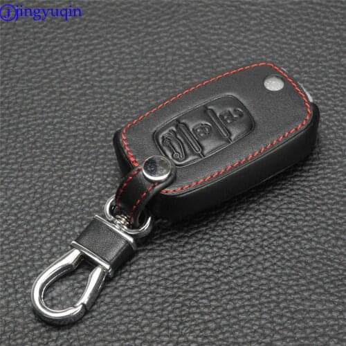 Jingyuqin 3 buttons Remote Car key Leather Case Cover For LADA Sedan Largus Kalina Granta Vesta X-Ray XRay For Renault Styling