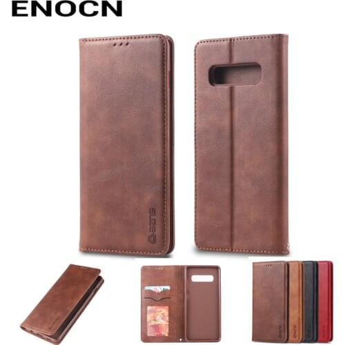 Magnetic Flip Case For Samsung S10 Case Samsung S10 Plus Cover Leather Wallet Card Slots Luxury Retro Folding Phone Case
