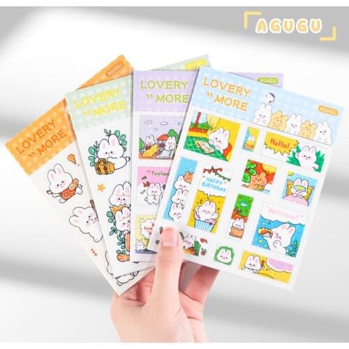 Ins Cute Series Stickers, Creative Cartoon PET Hand Account Stickers, Student DIY Decoration Material Stickers Korean
