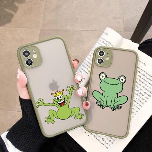 Mint Funny Crown Frog Phone Case for iphone 11 12 Pro Max 6s 7 8 Plus SE 2020 X XS MAX XR Back Hard Shockproof Cover Funda Shell