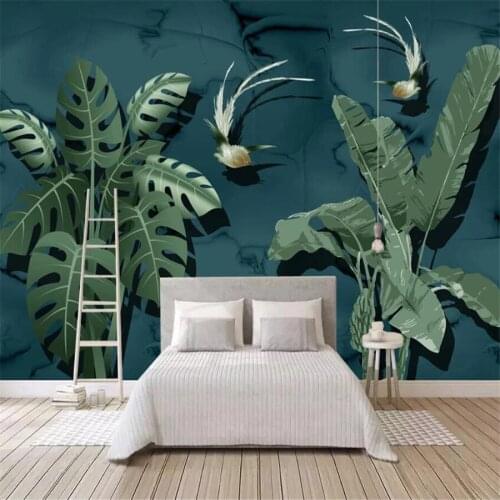 Milofi custom 3d wallpaper mural medieval tropical plants landscape flowers and birds living room background wall decoration pai