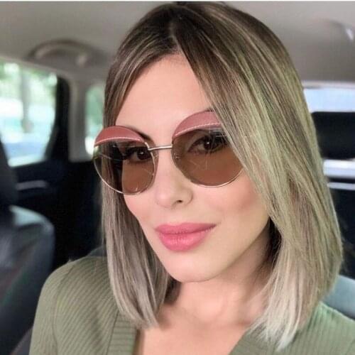 2020 New Leather Round Sunglasses Oversized Designer Luxury Fashion Shades For Women Big Metal Sun Glasses Men Stylish Gafas