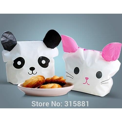 Panda and rabbit snack bag Cookie Baking Bake Biscuit Candy Bag 95pcs/lot