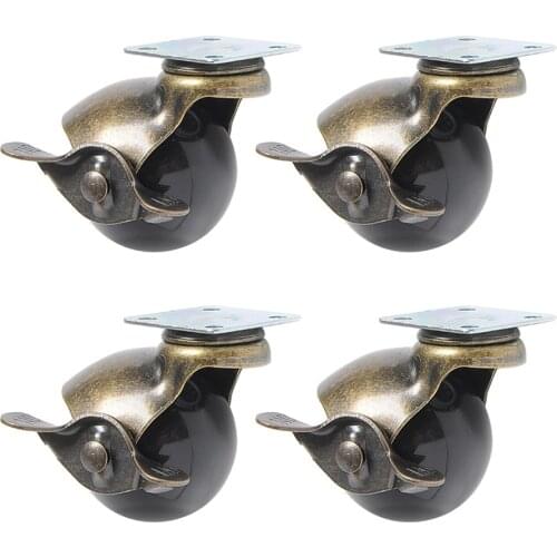 360 Degree Swivel Caster Wheels, Ball Caster Wheels With Top Plate No Noise Wheels For Furniture Cabinets(2 inch with brake)