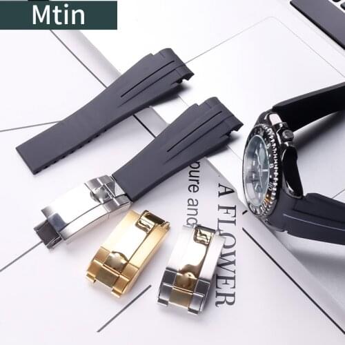 20mm21mm Rubber Strap Mens Watch Accessories For Rolex Strap Outdoor Sports Waterproof Wristband Watch Chain Ladies Buckle Tool