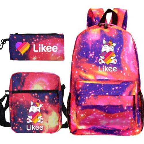 Russia Likee App LIKEE Backpack 3Pcs/Set Children Casual School Bags LIKEE Bookbag for Students School Backpacks for Teens Girls