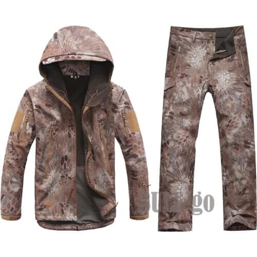 Outdoor TAD Tactical Hunting Soft Shell Waterproof Jacket +Pant Set Mens Army Sports Clothes Military Hiking Jacket