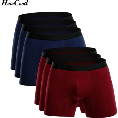 6Pcs/lot Man Cotton Underwear Long Boxer Men Trunks Sexy Underpants Mens Boxer Shorts Bulge Pouch Fitness Shorts Gray Sleepwear