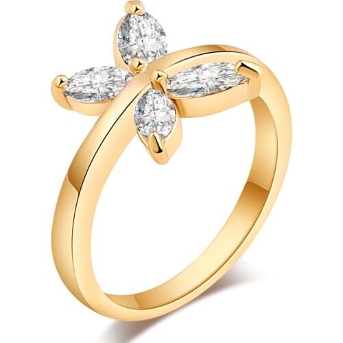 Uunico new european and american-style fashion copper jewelry butterfly Zircon ring womens exaggerated accessories ring