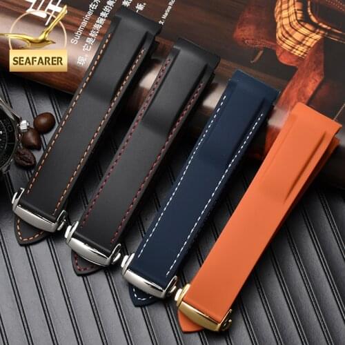 Waterproof Silicone Watch Band Fit Omega Longines Comas Strap Meidus Rudder Rubber Watch Strap 22mm