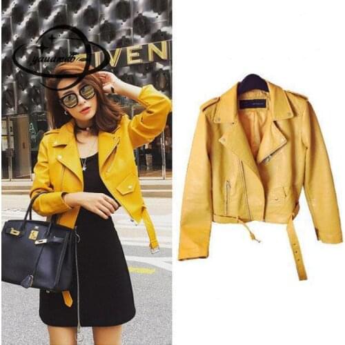 Yauamdb Women Faux Leather Jacket Spring Autumn Pu S-3xl Female Coat Clothing Zipper Ladies Motorcycle Short Outerwear Ly63