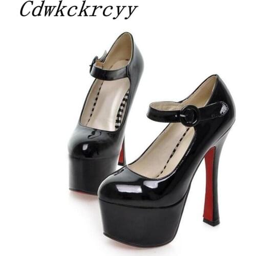 Spring and Autumn New pattern fashion Round head black sexy Super high heel 16CM Waterproof banquet marry Women Shoes size 34-39