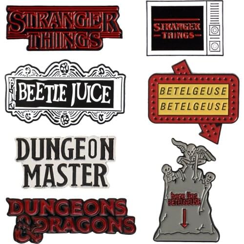 D&D Famous Game Lapel Pins "STRANGER THINGS" TV Show Brooches Badges Backpack Accessories Enamel Pins Jewelry Gift For Friends