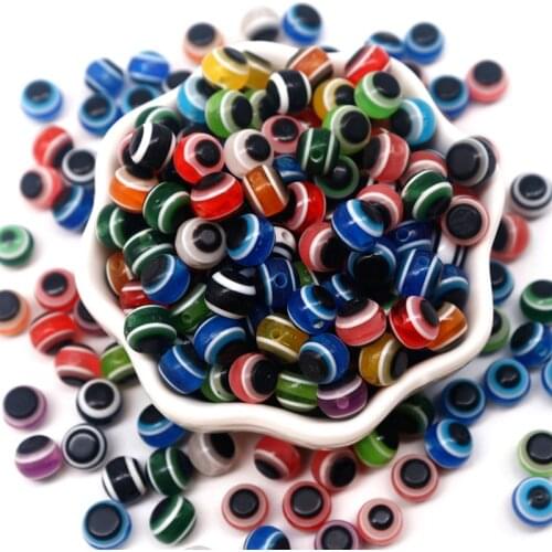 10g 8mm 10mm Acryl Evil Eye Beads Stripe Resin Loose Spacer Beads for Jewelry Making DIY Bracelet Necklace Charms